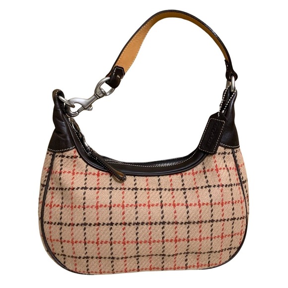Coach Handbags - COACH MILLBROOK Vintage Tattersall Plaid Tweed & Leather Shoulder Bag #9613